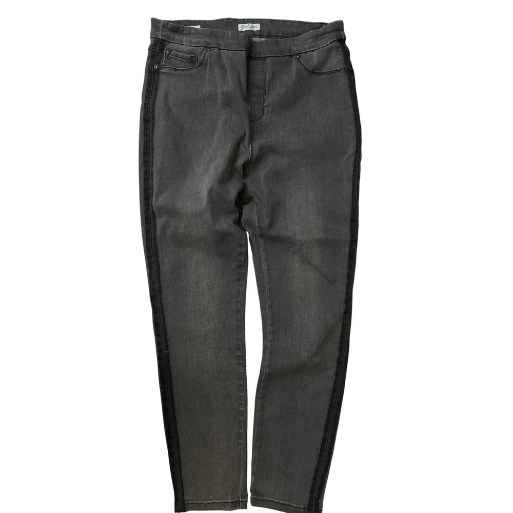 Tribal Jeans Womens Gray Skinny Pull On Pants Side‎ Stripe Charcoal Size 12